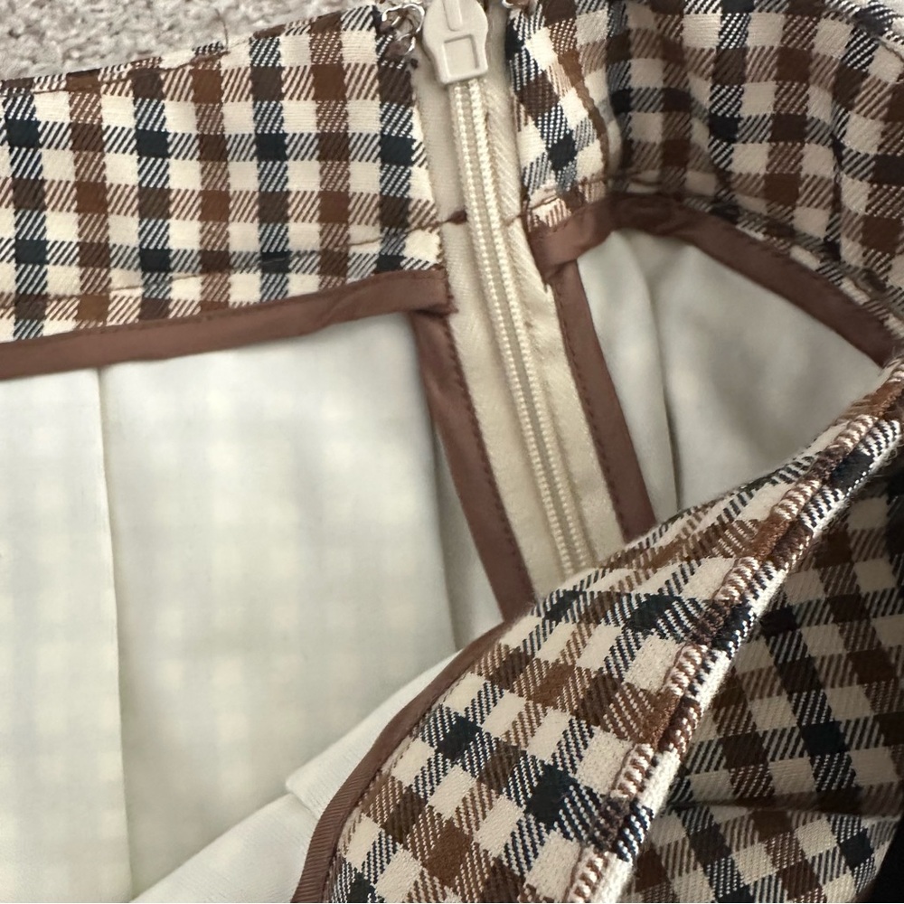 Moon River Double Belted Pleated Plaid Mini Skirt - Picture 9 of 9
